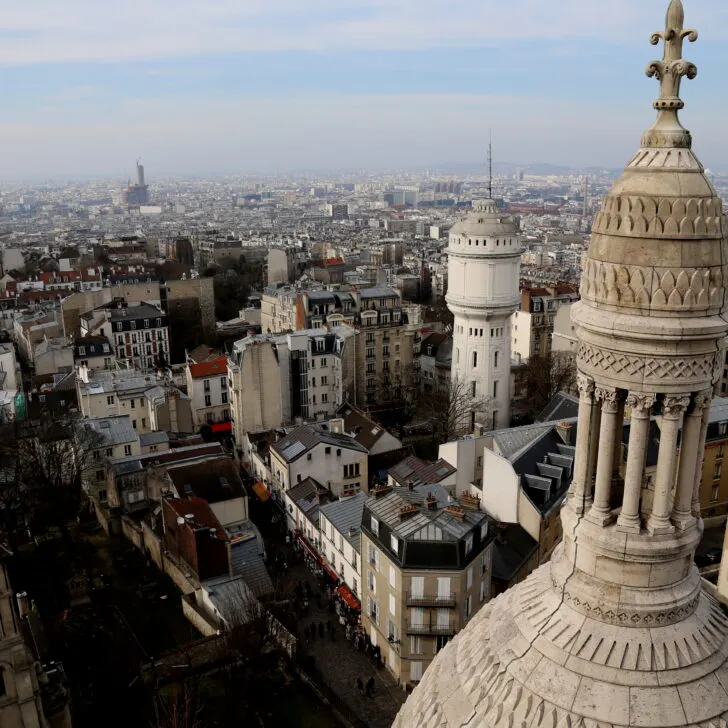 Rooftop views from the Sacr&eacute;-C&oelig;ur Basilica in Paris, France