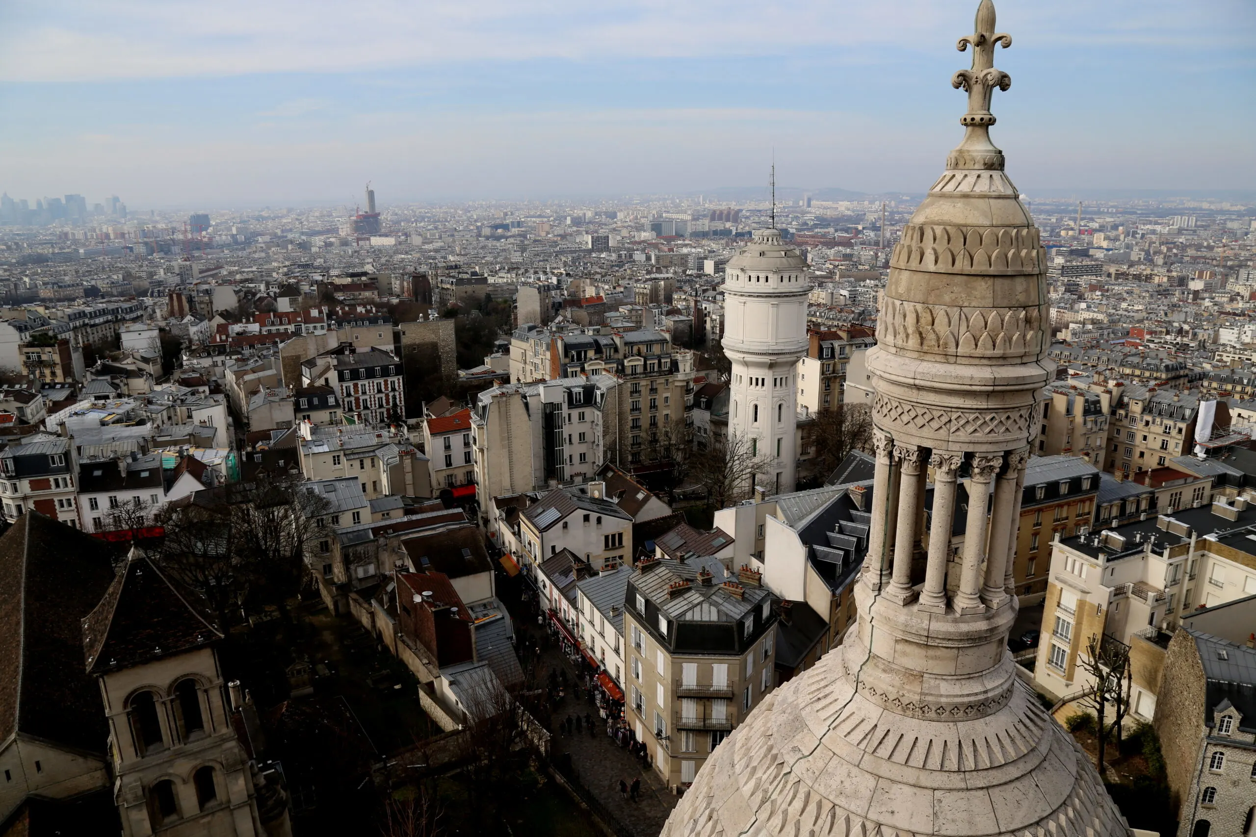 Rooftop views from the Sacré-Cœur Basilica in Paris, France