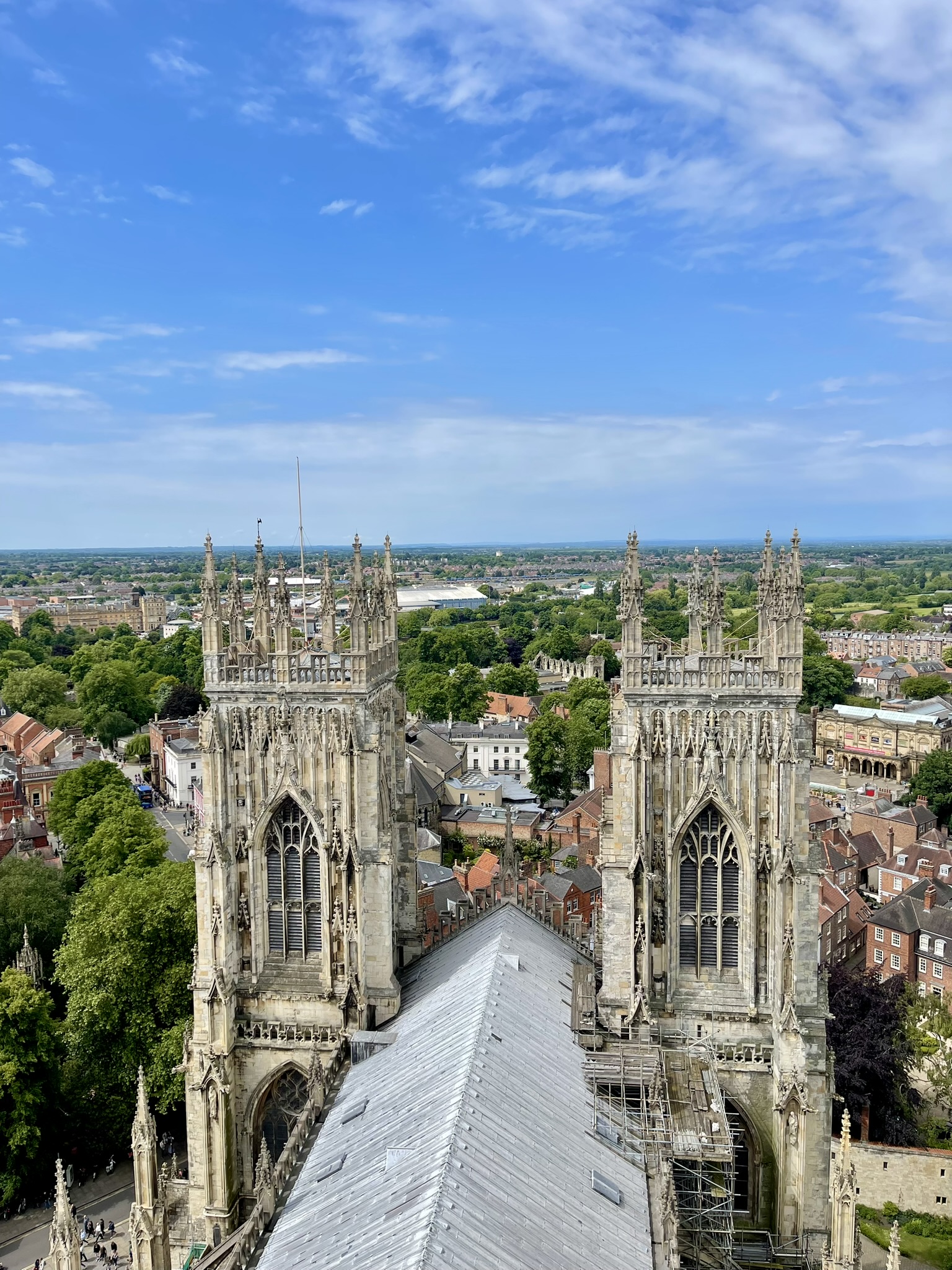 View of York from York Minister with spires of the church in view