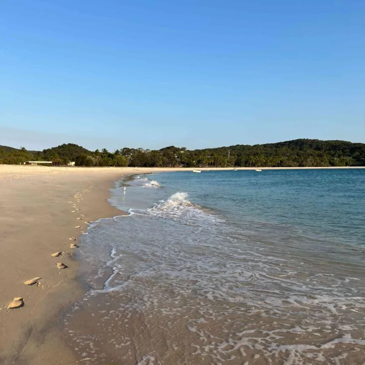 Footprints in the sand overlooking Fisherman's Beach.