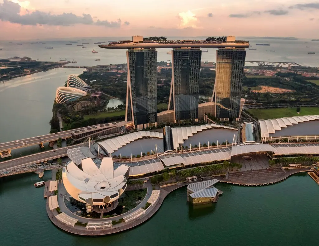 a birds-eye view of marina bay sands in singapore