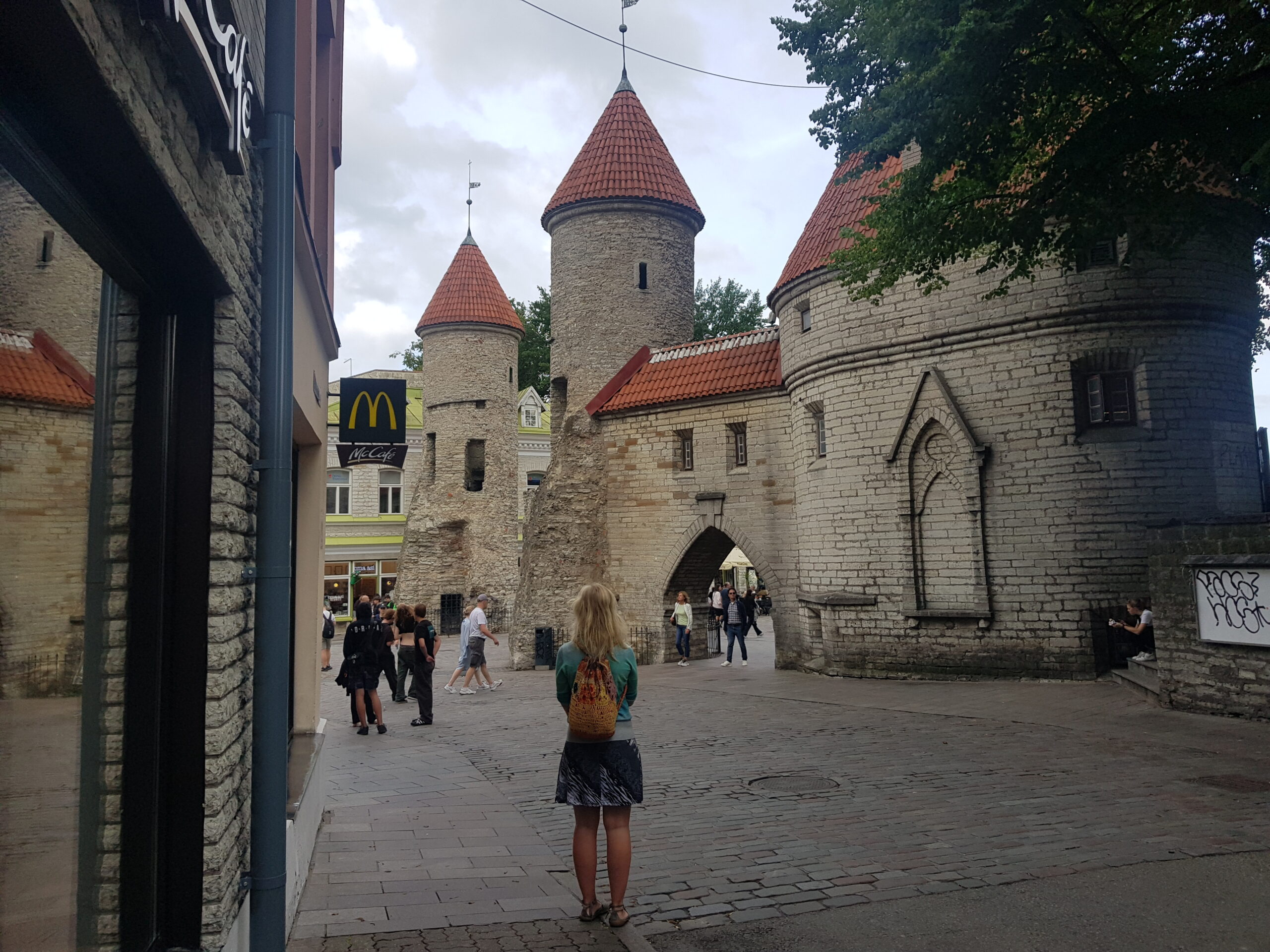 Viru gate twin towers seen from inside the Old Town.