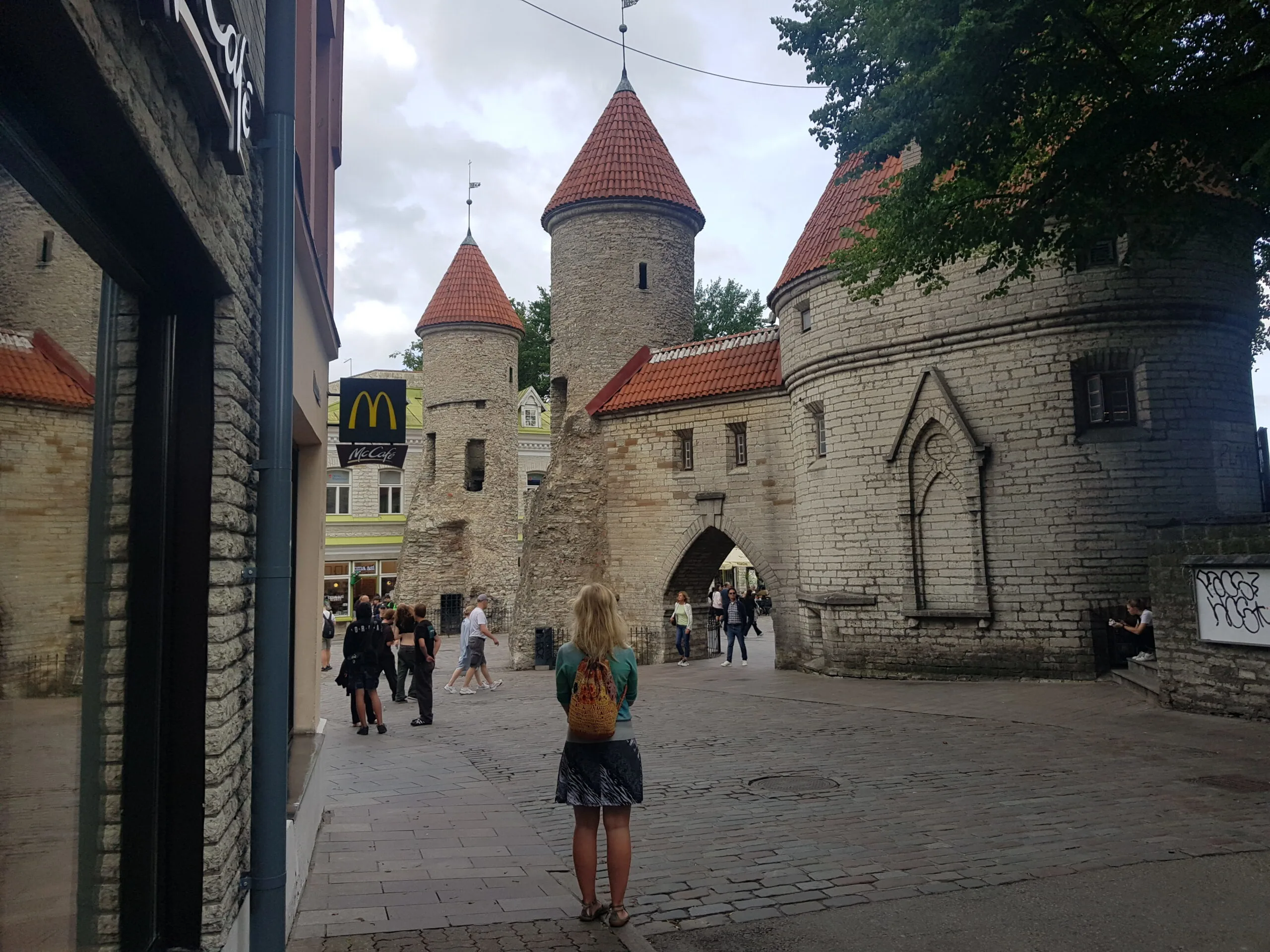 Viru gate twin towers seen from inside the Old Town.