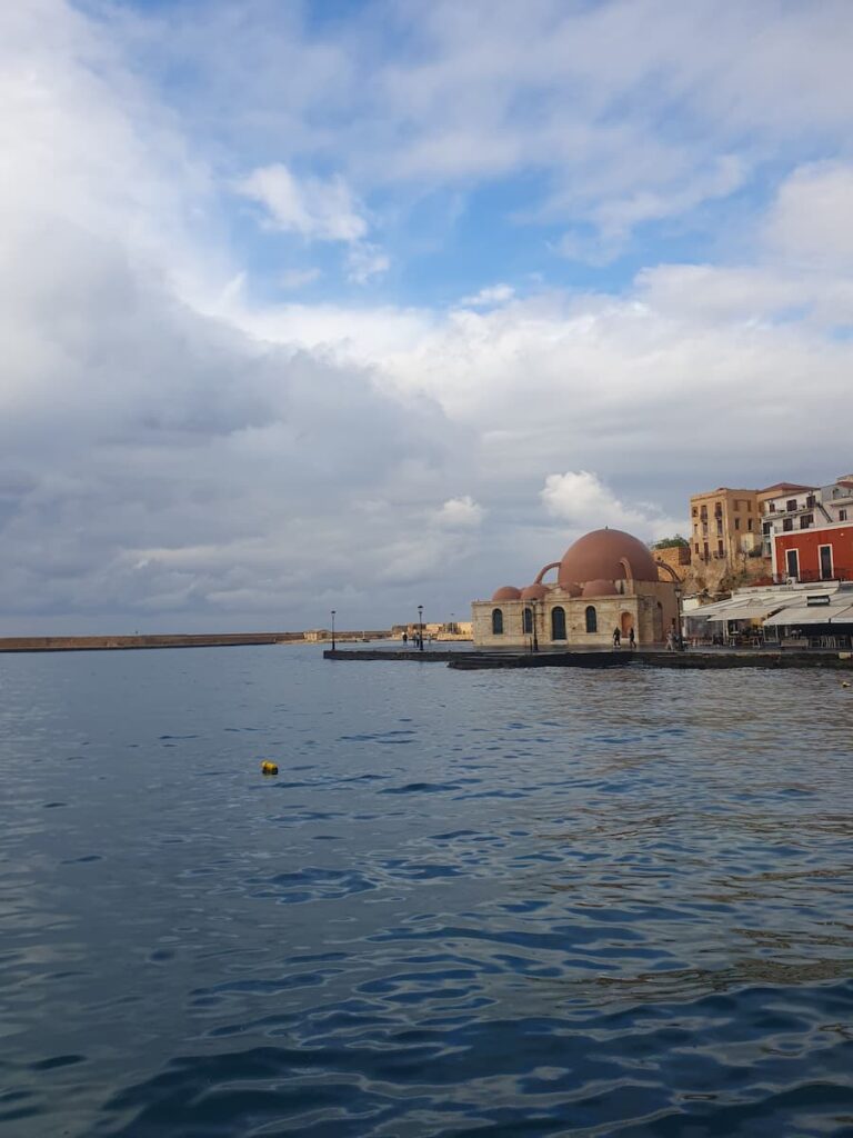 a former mosque on the venetian harbour at chania crete greece