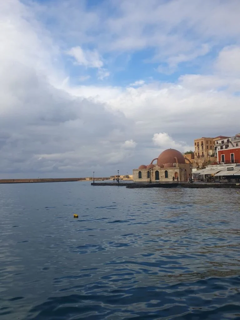 a former mosque on the venetian harbour at chania crete greece