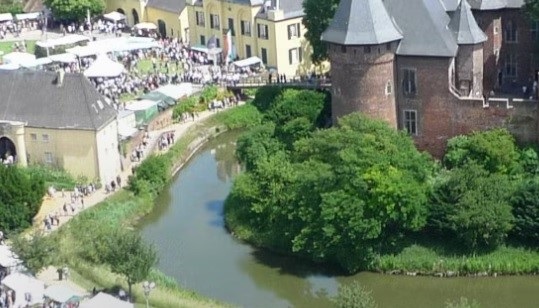 Part of Burg Linn and its moat seen from above