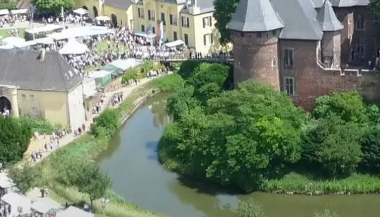 Part of Burg Linn and its moat seen from above