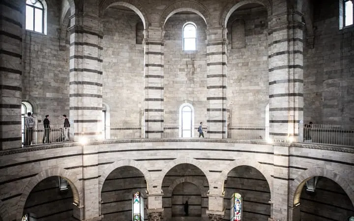 The interiors of Pisa's Baptistery of San Giovanni in the Square of Miracles