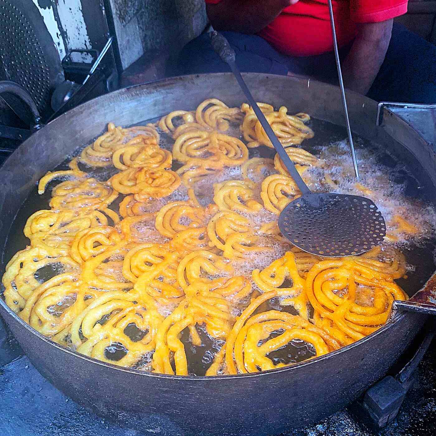 Jeri being fried in a vat of oil