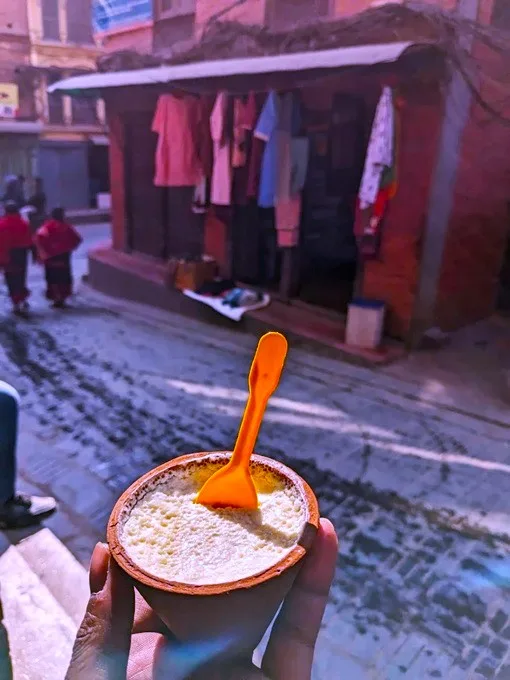 Clay cup filled with Juju Dhau