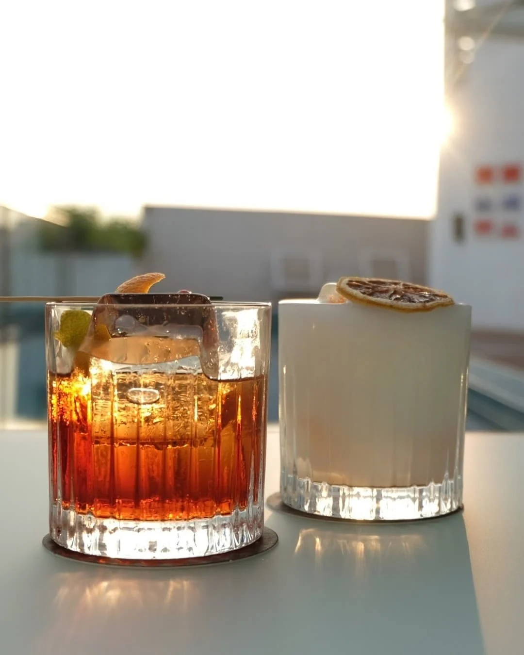Cocktails around sunset hour
