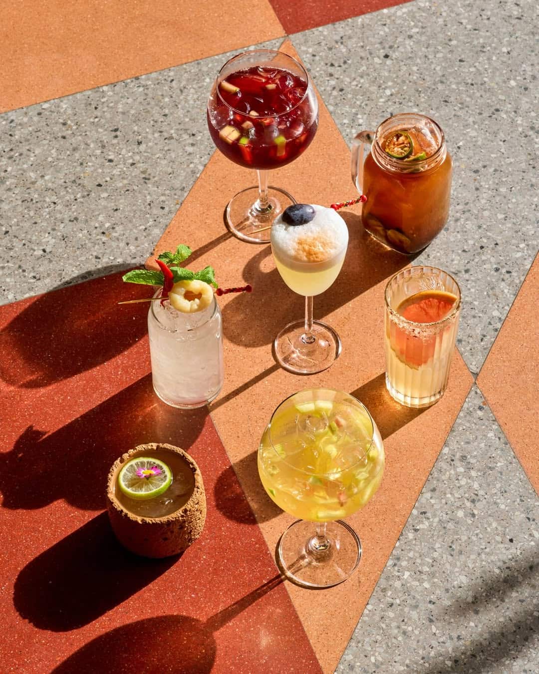 An array of Latin-inspired cocktails, from mezcal-infused to sangria