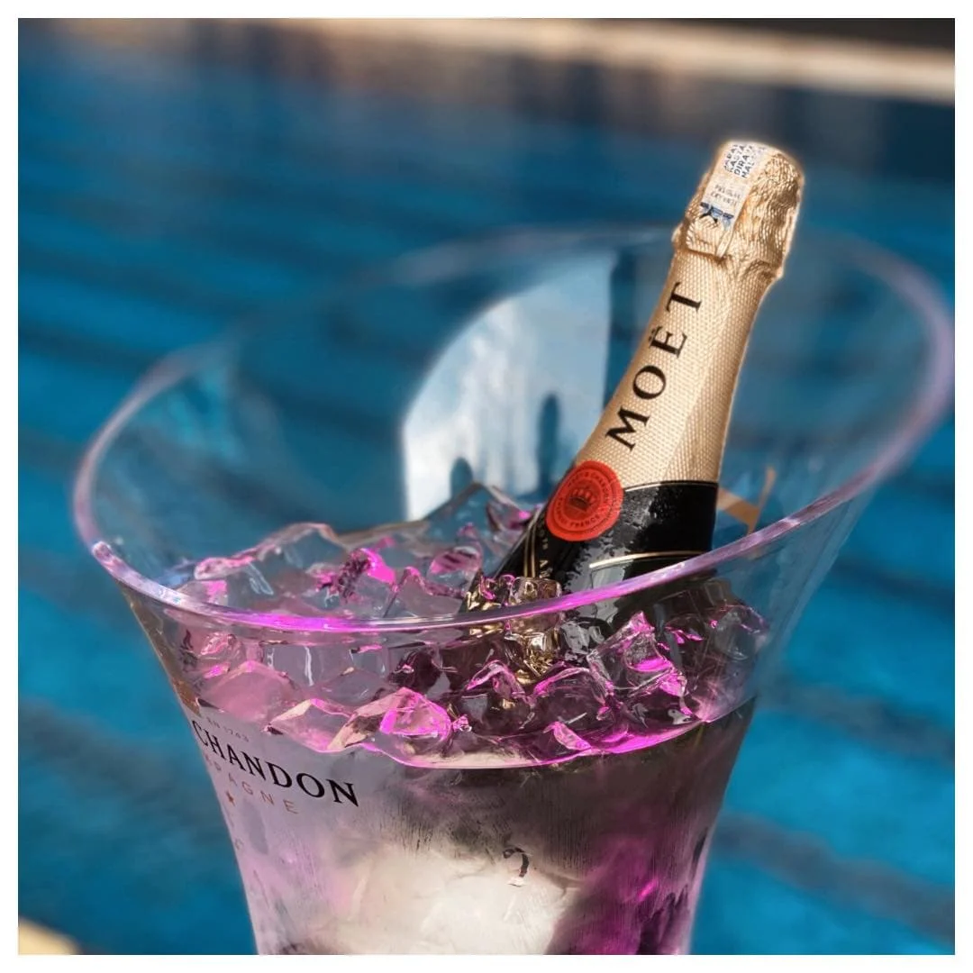 Moet champagne around the pool