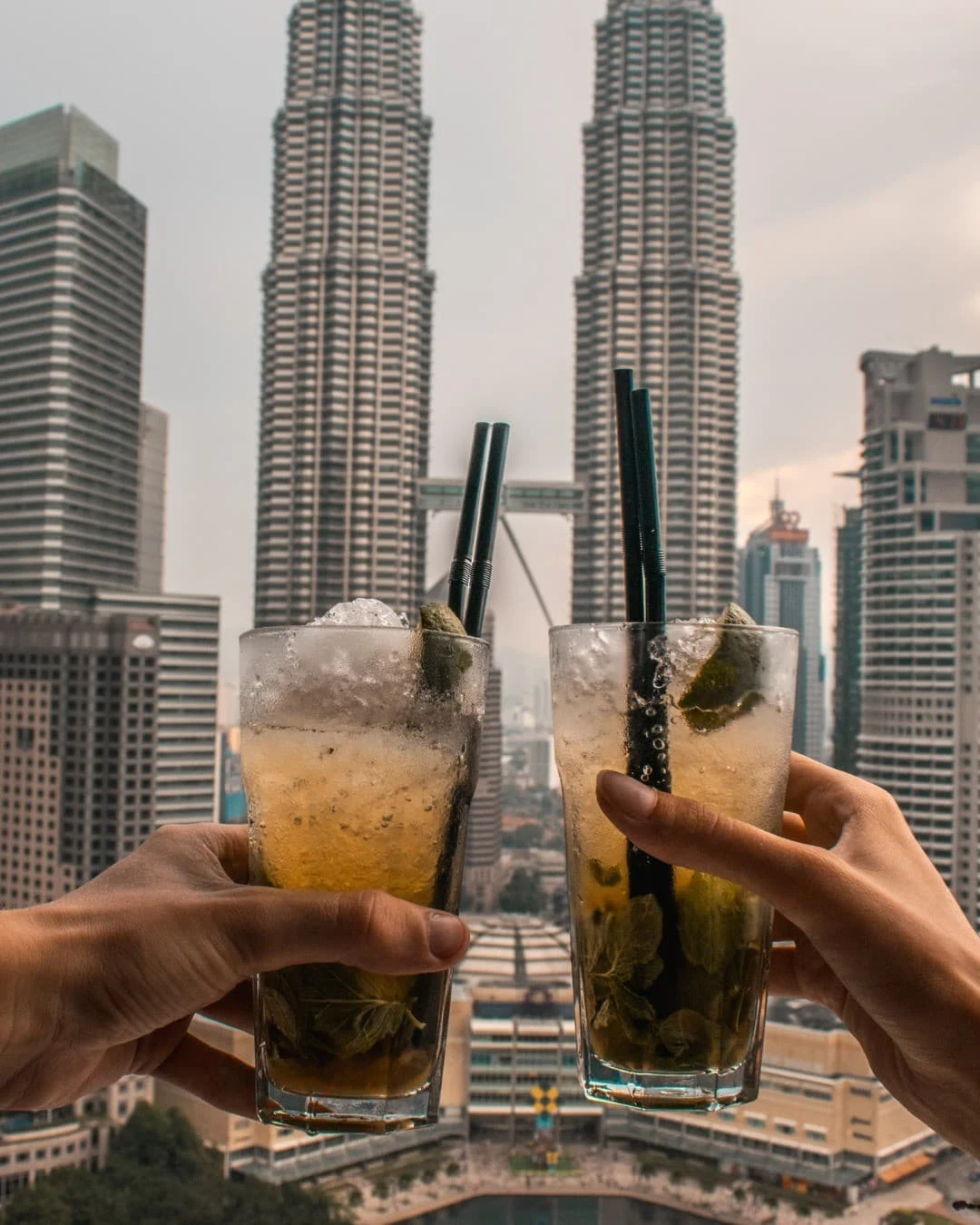 Mojitos in front of the Twin Towers