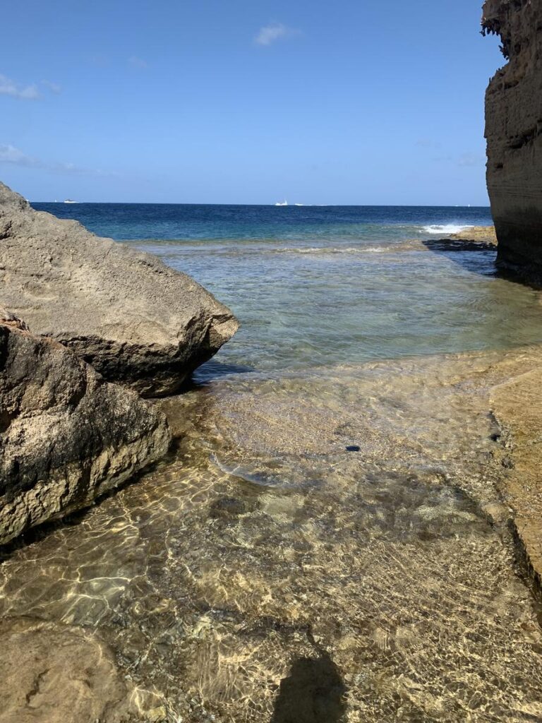 canteras are natural shallow pools sheltered by cliffs in formentera spain