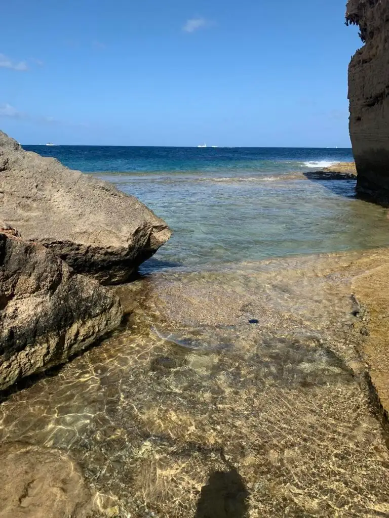 canteras are natural shallow pools sheltered by cliffs in formentera spain