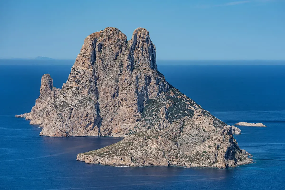 limestone rock formations in the mediterranean at es vedra off the coast of ibiza spain