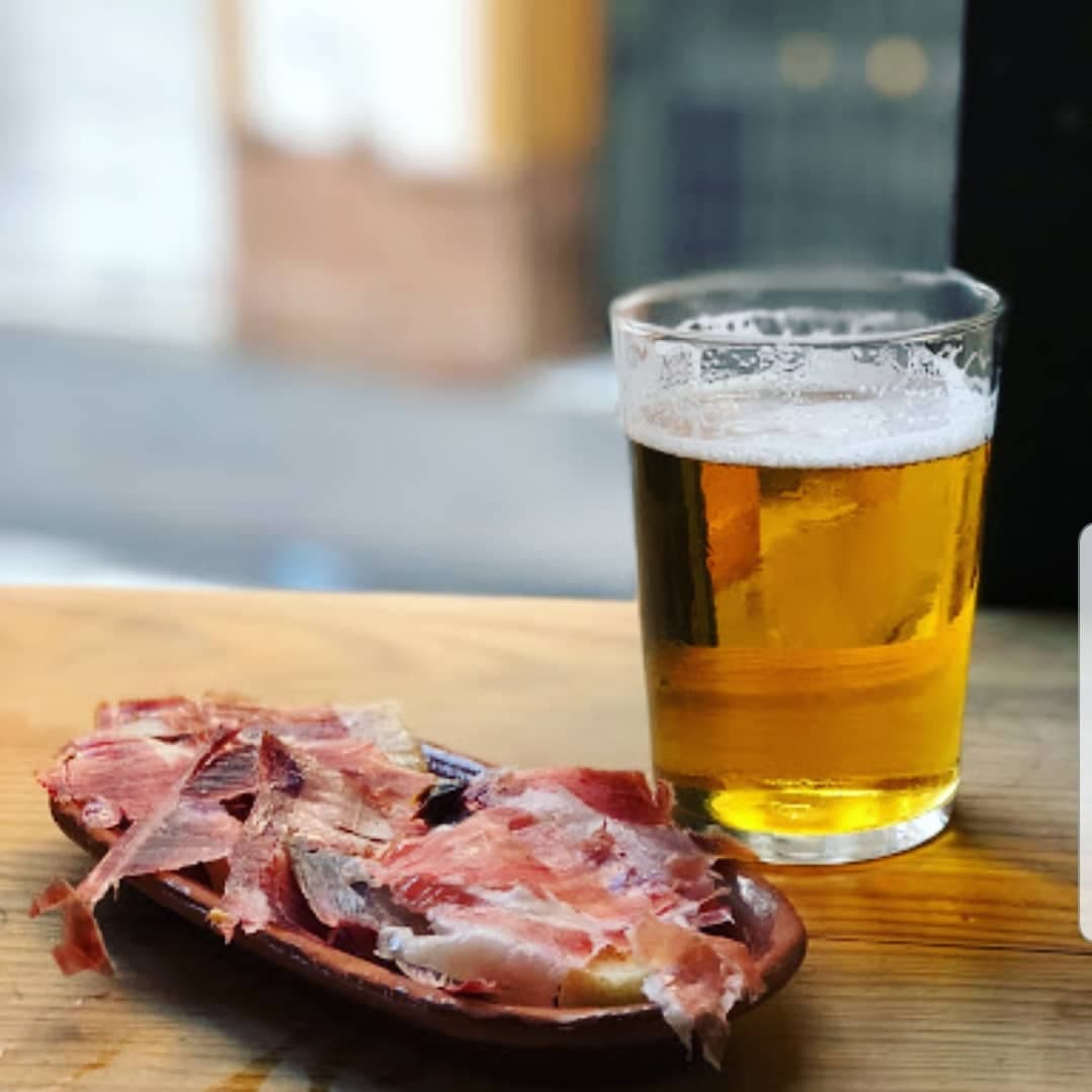Beer and jamon, the perfect drinking combination