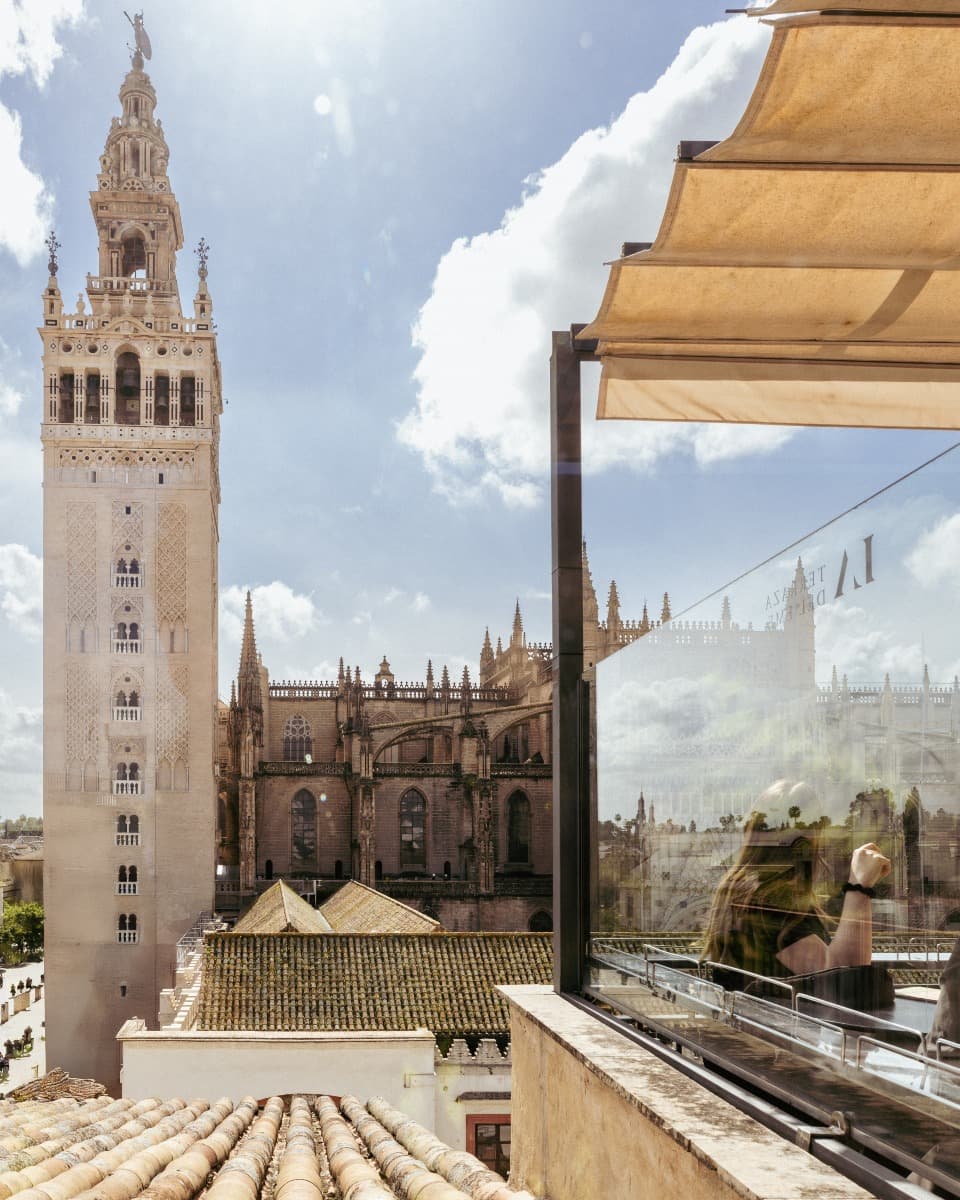 See the the Seville Cathedral and its iconic Giralda bell tower from La Terraza