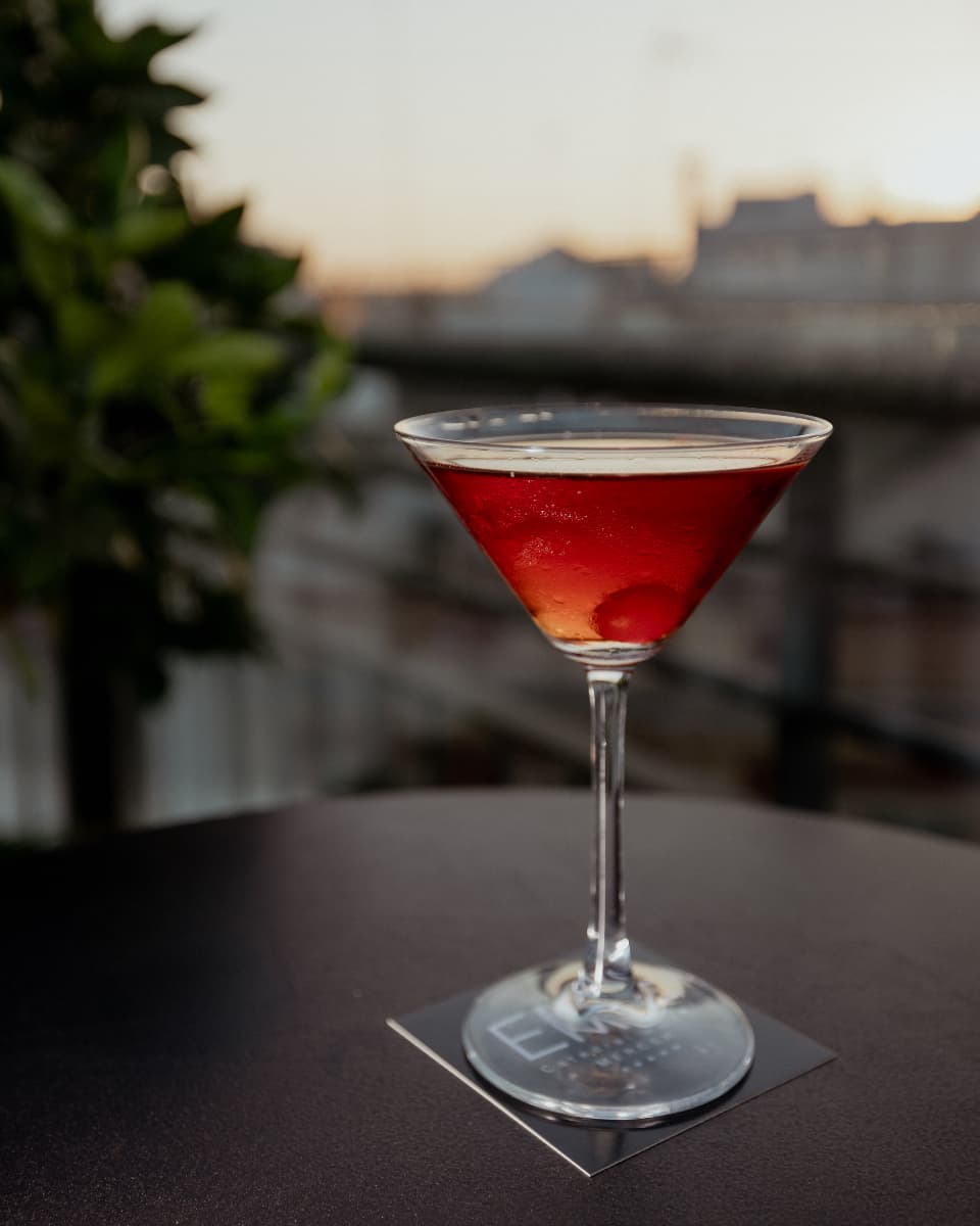 Drinks on La Terrazza rooftop at dusk