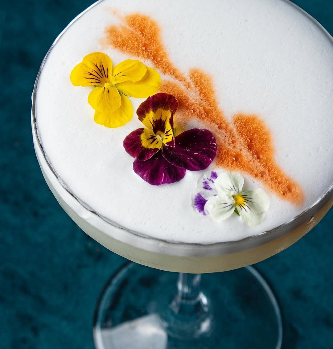 Marg topped with edible flowers