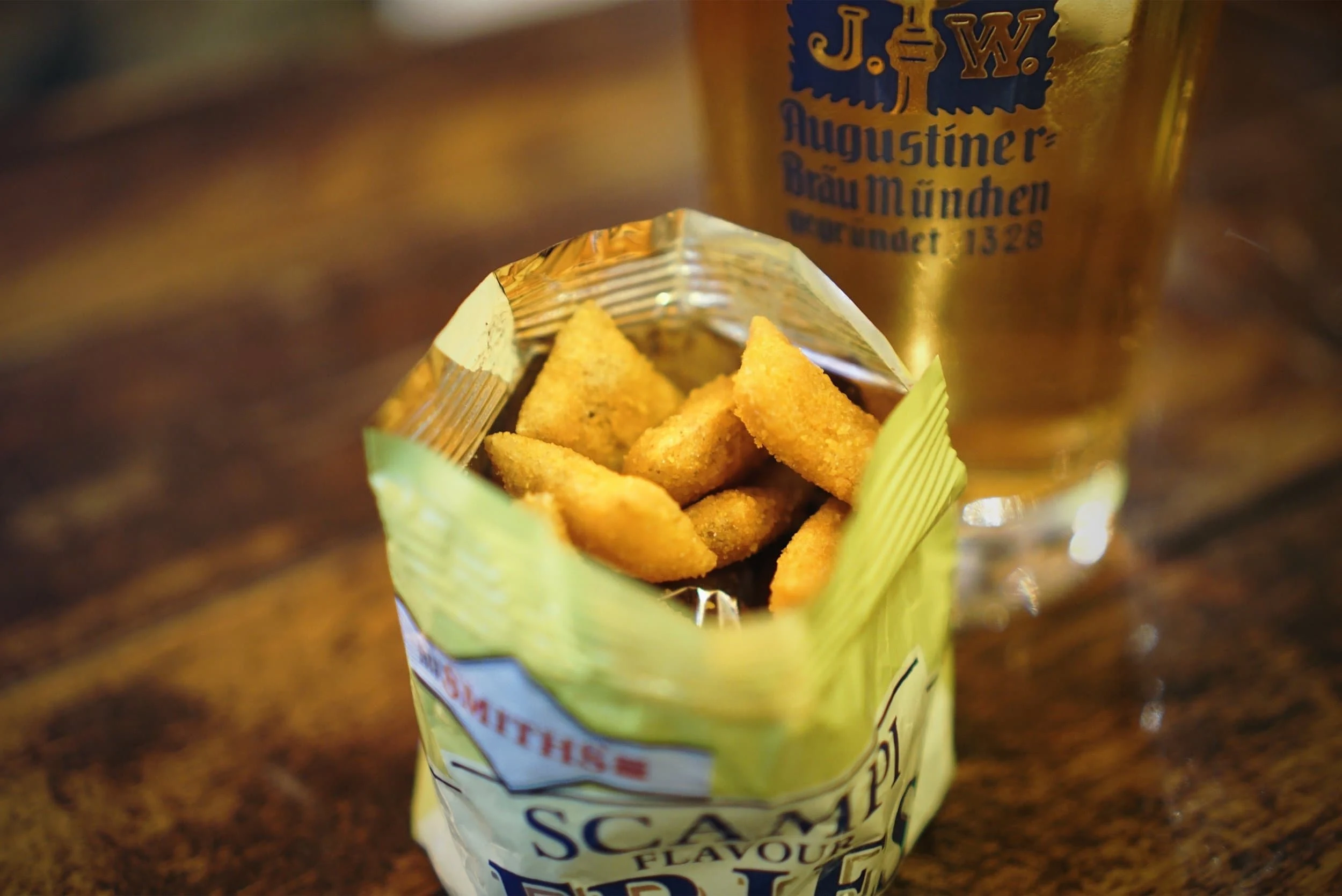 a packet of scampi fries, a scampi flavored potato snack, one of the best british snacks