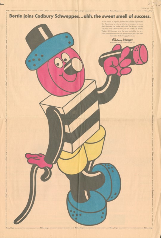 a cartoon drawing of bertie bassett the mascot of bassett's liquorice allsorts