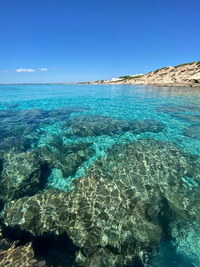crystal clear water in formentera spain