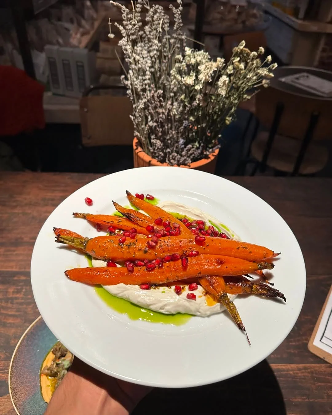 Orange roasted carrots, cumin, and chili whipped ricotta