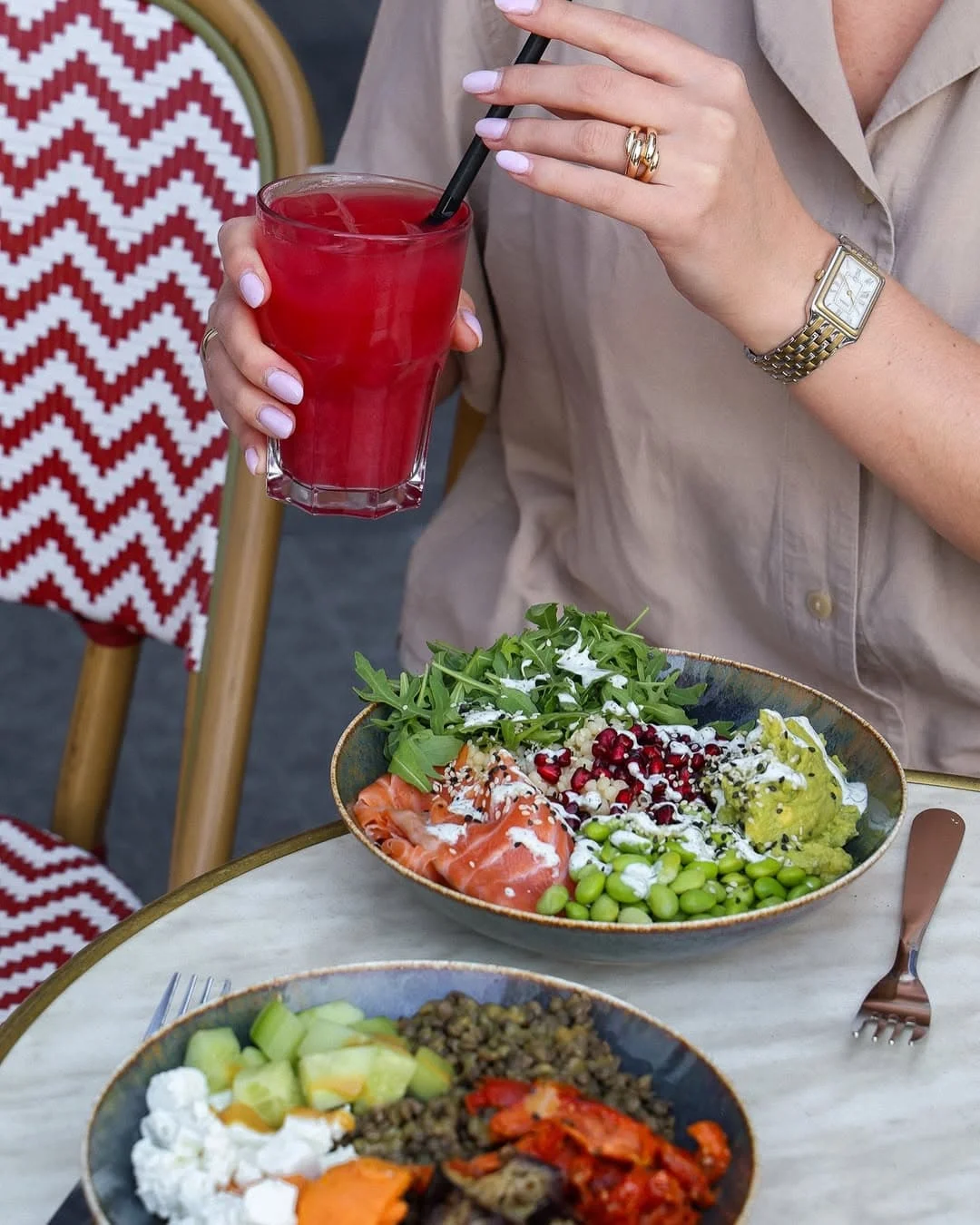 Make your own health bowl. This one features edamame and salmon
