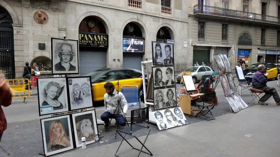 Caricature along La Rambla in Barcelona