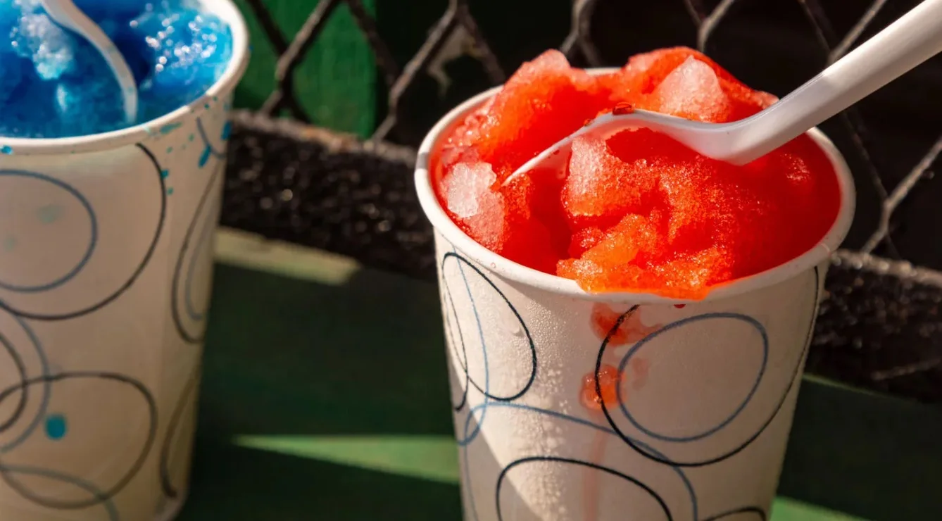 Shaved ice in a cup