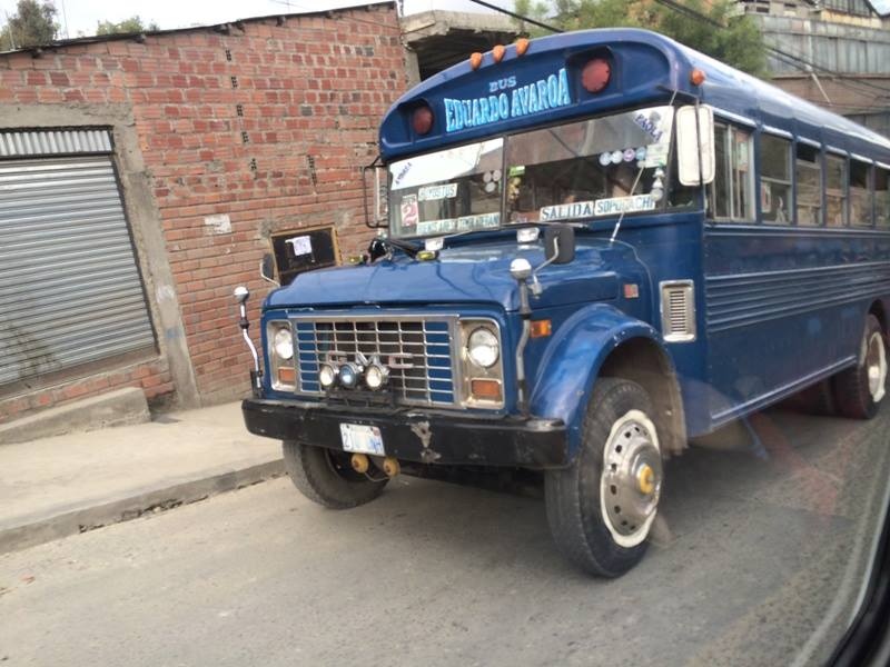 A traditional Bolivian bus seen on the street