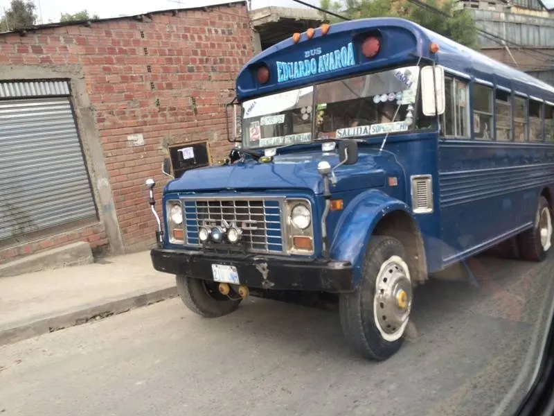 A traditional Bolivian bus seen on the street