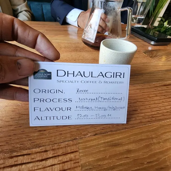Coffee card detailing the flavor profile 