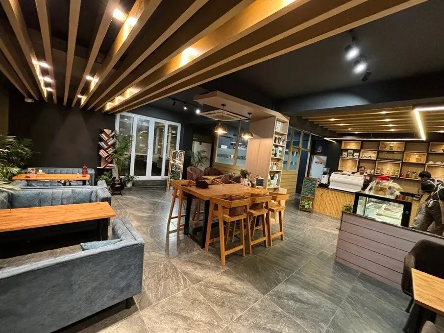 The interior of a coffee shop 