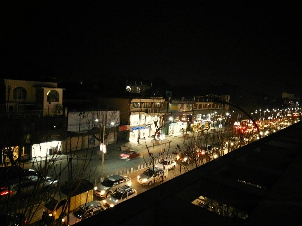 Long illuminated avenue in Nepal