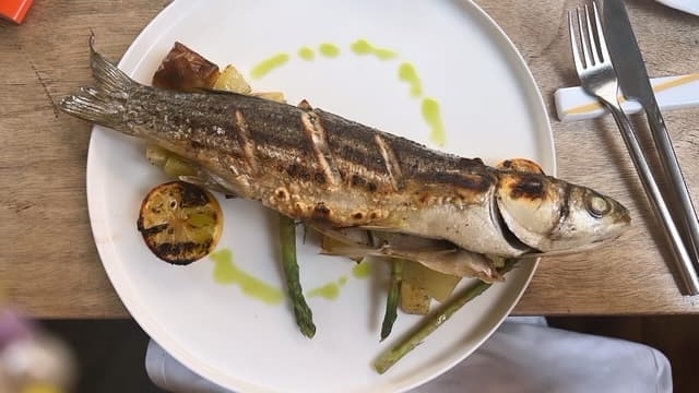 Whole baked fish from Trattoria La Grotta