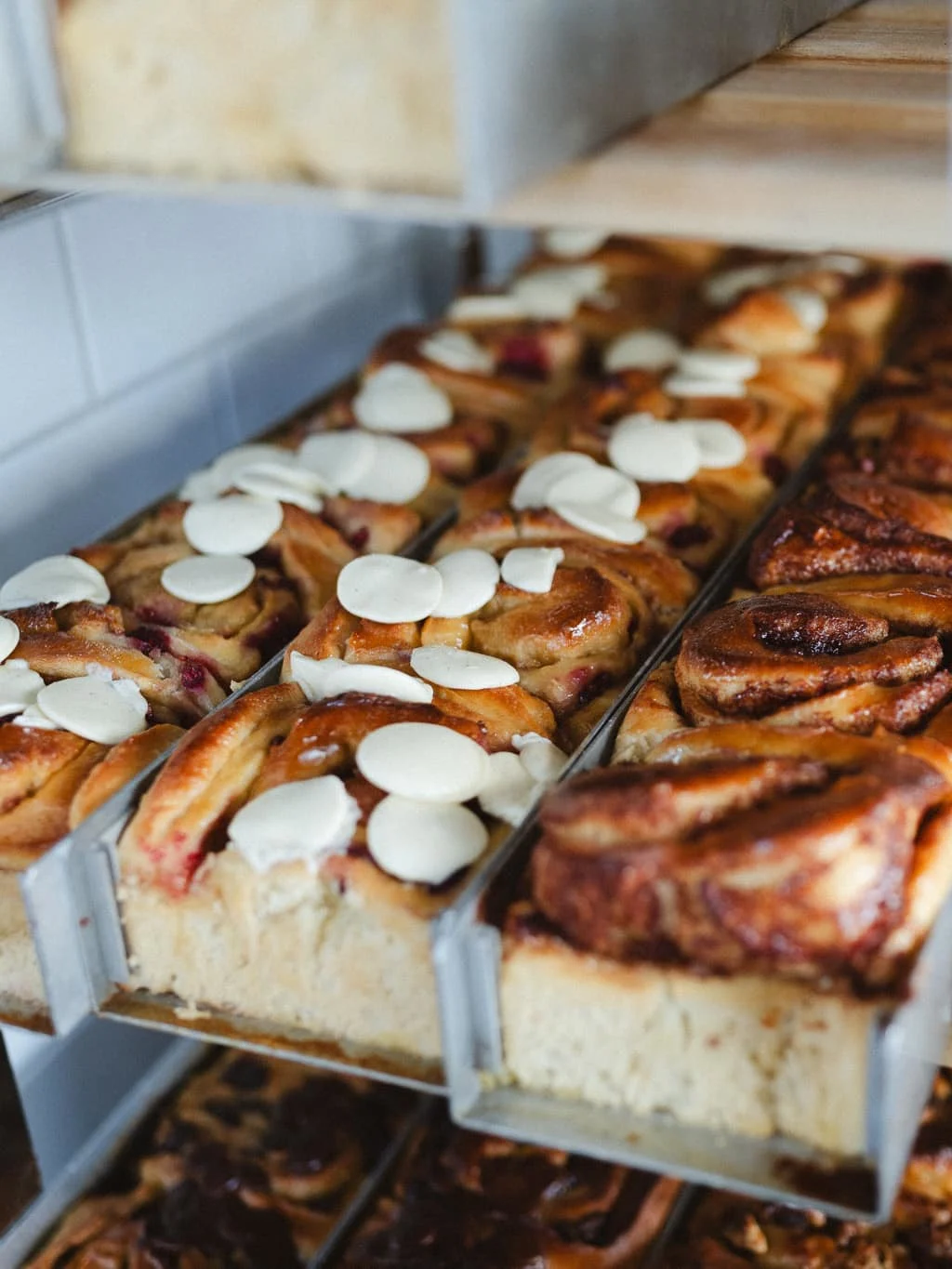 cinnamon rolls and chocolate rolls from zeit fur brot bakery in berlin germany