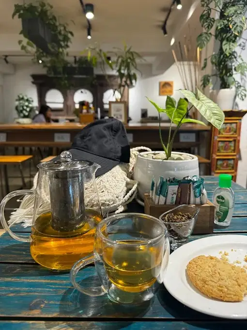 Herbal infusion on a table