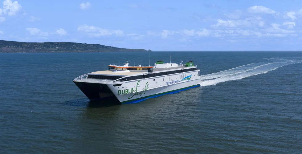dublin swift is irish ferries' high-speed catamaran across the irish sea from ireland to wales