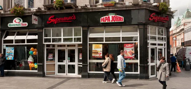 a supermac's fast food restaurant on o'connell street in dublin ireland