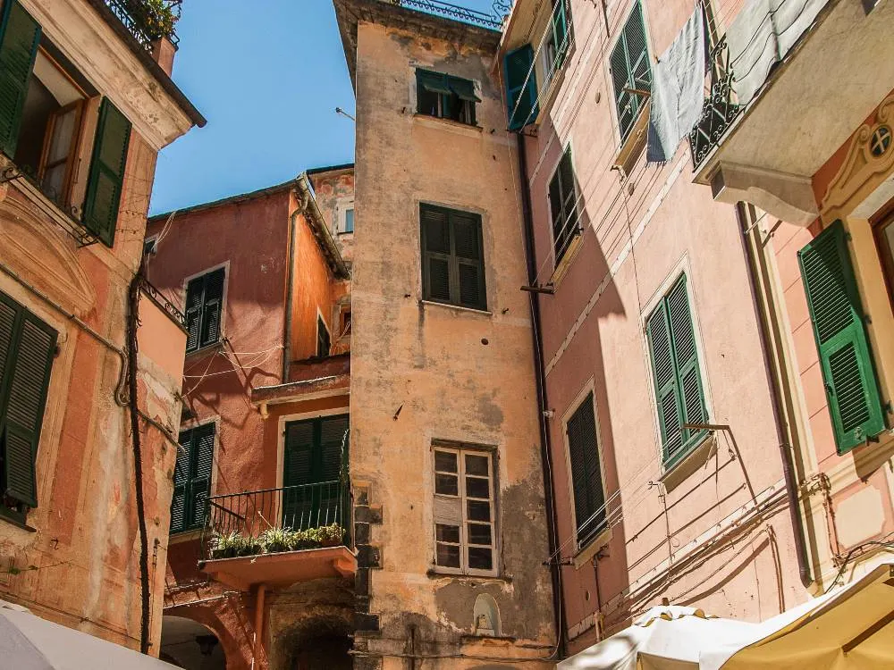 Buildings in Monterosso town - the largest of the five Cinque Terre towns
