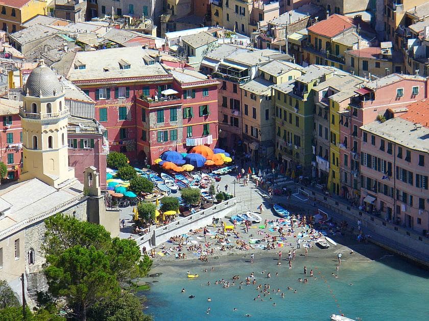 Bird's eye view of Vernazza beach