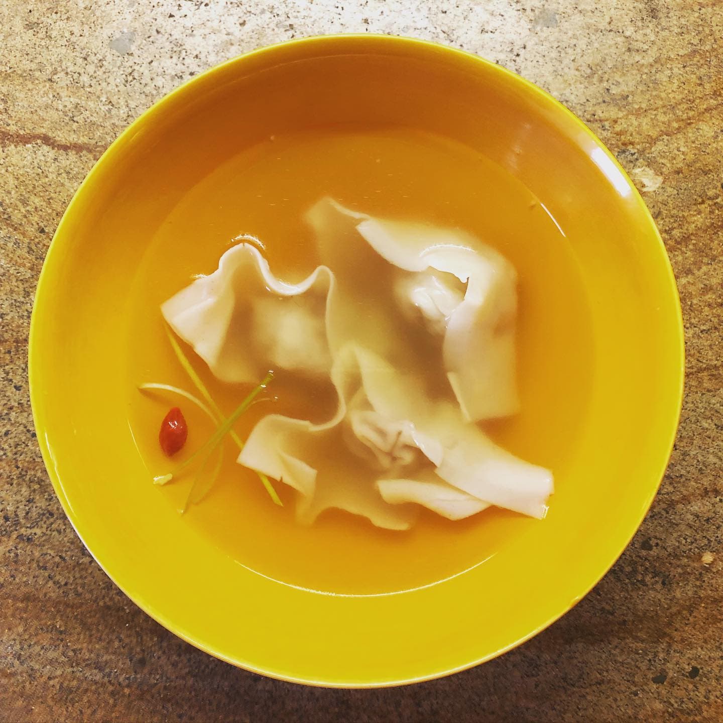 Ravioli dumplings in broth