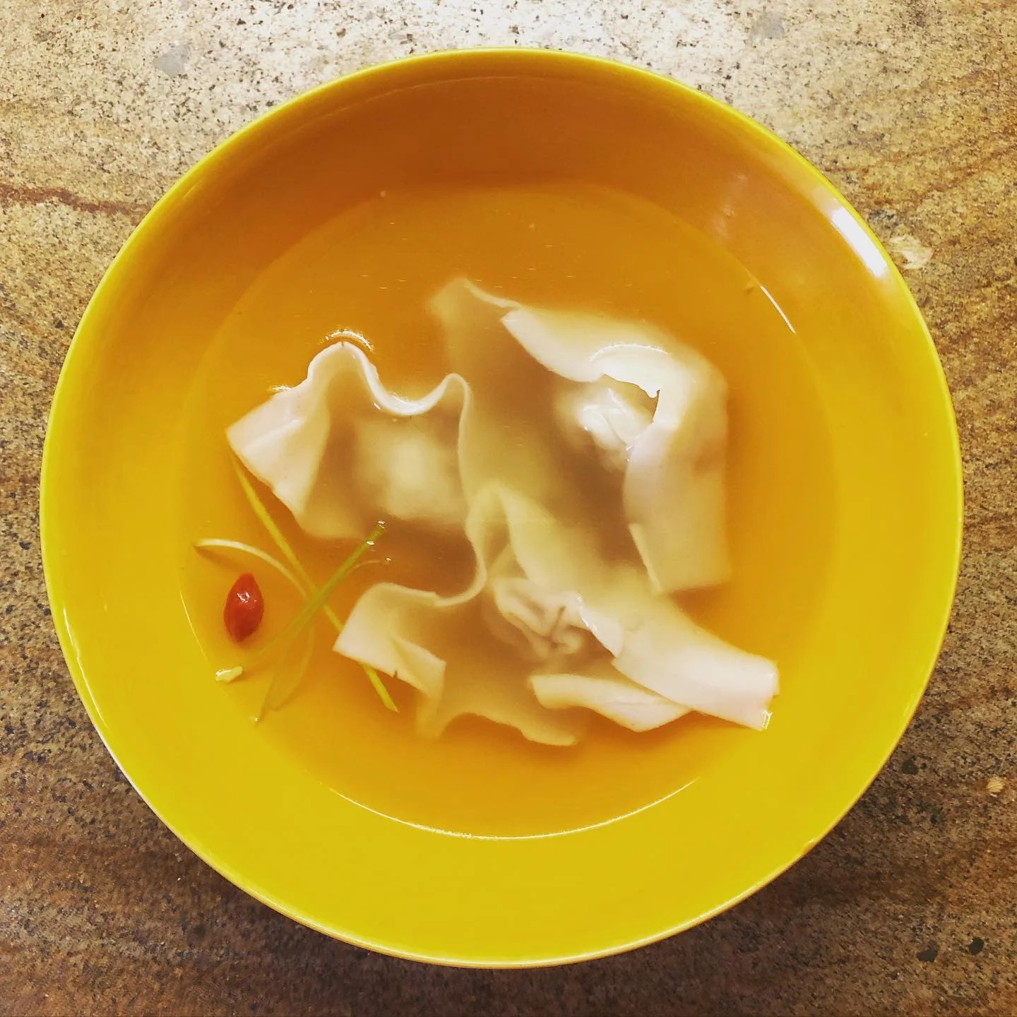 Ravioli dumplings in broth
