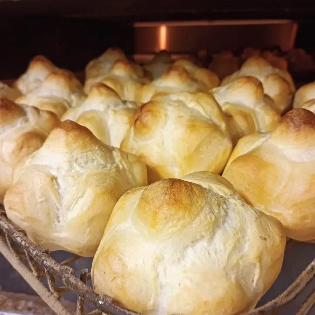 This iconic Milan Street Food, michetta, baking in the oven