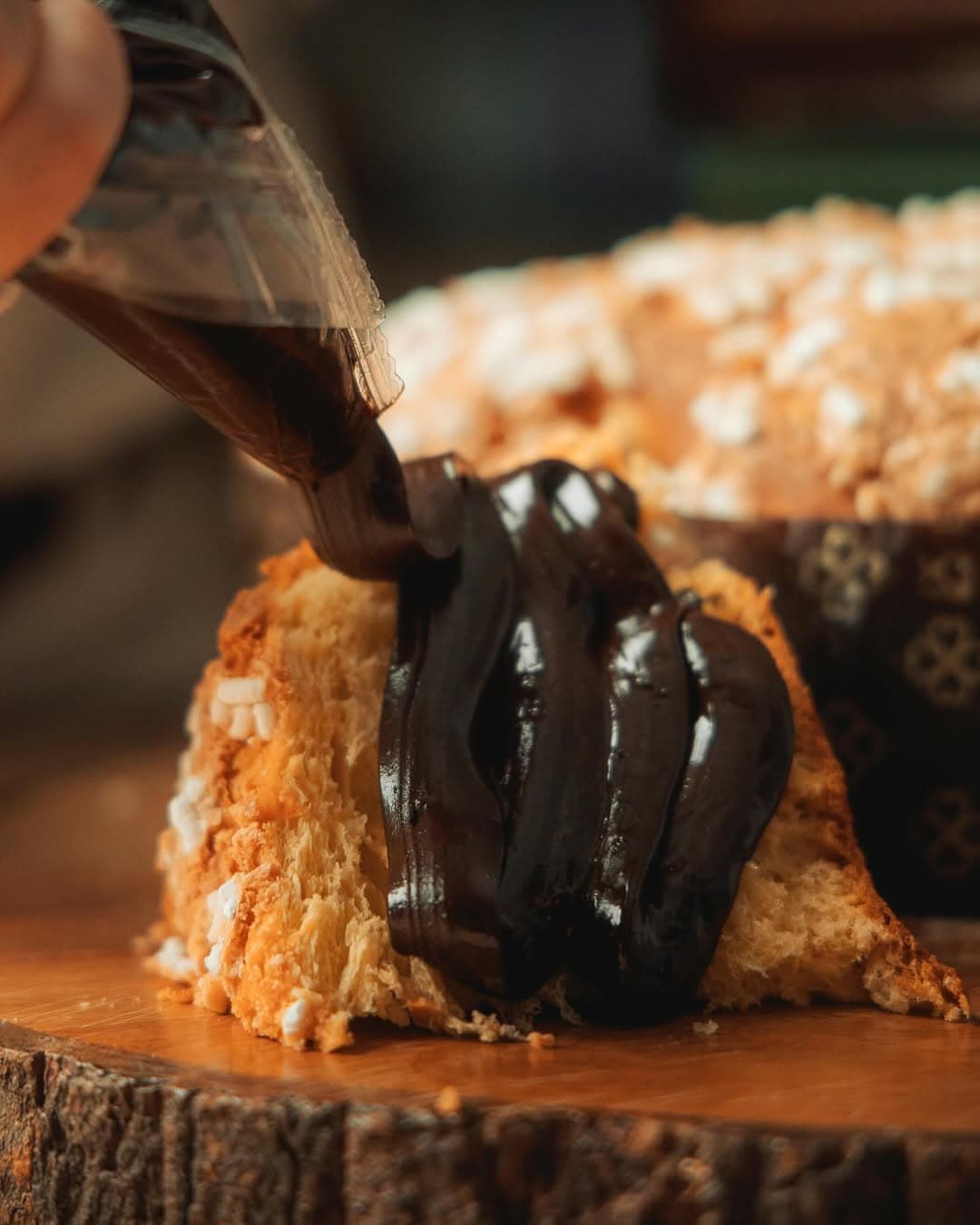 Pentonne from a gourmet panatonne bakery with chocolate ganache