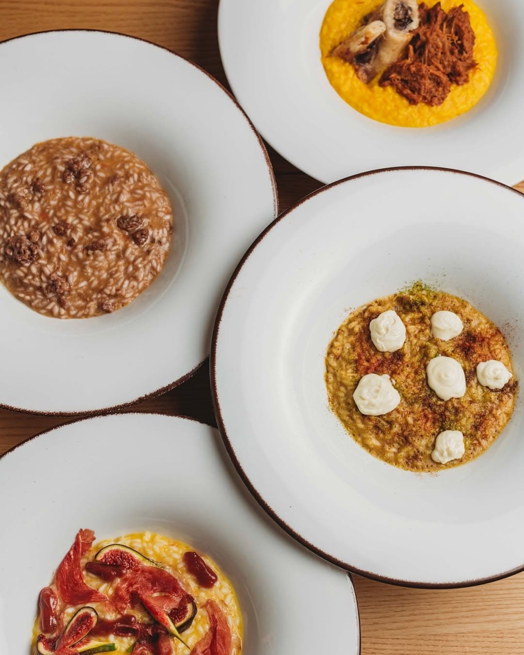 An array of different risotto dishes