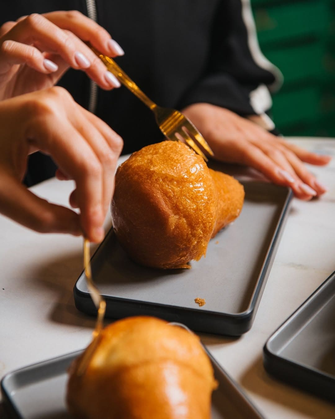 Mushroom shaped baba al rum